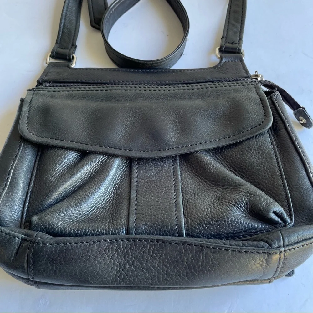 FOSSIL Purse Classic Black Vintage Pebbled Leather Crossbody Shoulder Bag 75082 - Picture 2 of 15